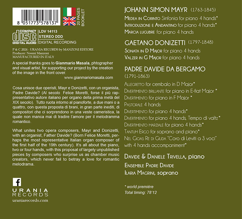 IN BERGAMO WITH DONIZETTI | MAYR | PADRE DAVIDE: PIANO 4 HANDS