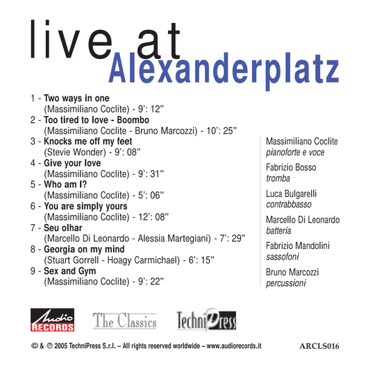 En vivo en Alexanderplatz | Coclite, Bosso, Bulgarelli, Di Leonardo, Mandolini, Marcozzi