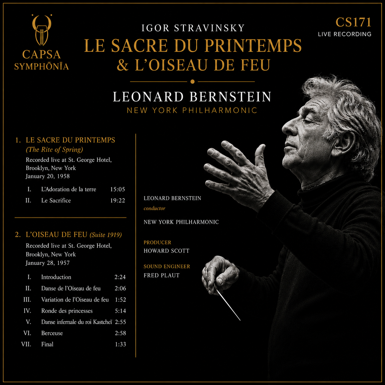 Igor Stravinsky – Le Sacre du printemps e L’Oiseau de feu – tracklist e crediti – inlay Capsa Symphōnĭa CS171