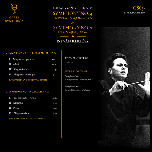 Tracklist Beethoven Symphony No. 4 and Symphony No. 7 – István Kertész – Capsa Symphōnĭa CS654