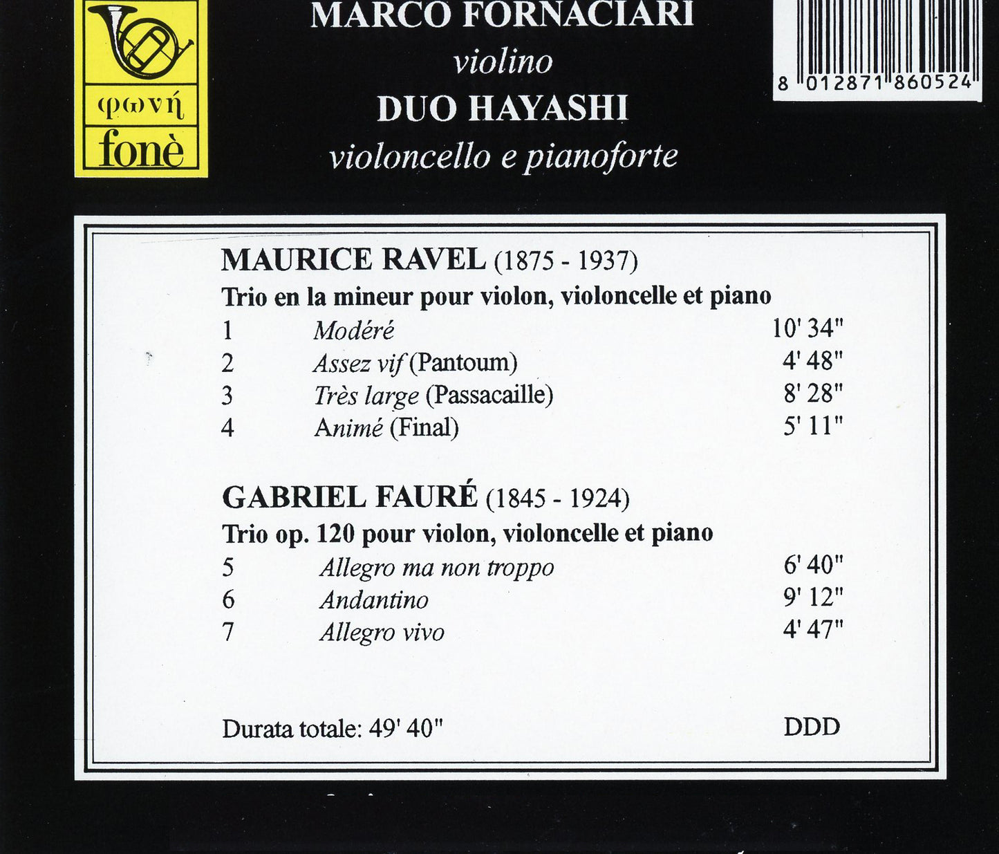 MAURICE RAVEL & GABRIEL FAURE | Fornaciari, Duo Hayashi