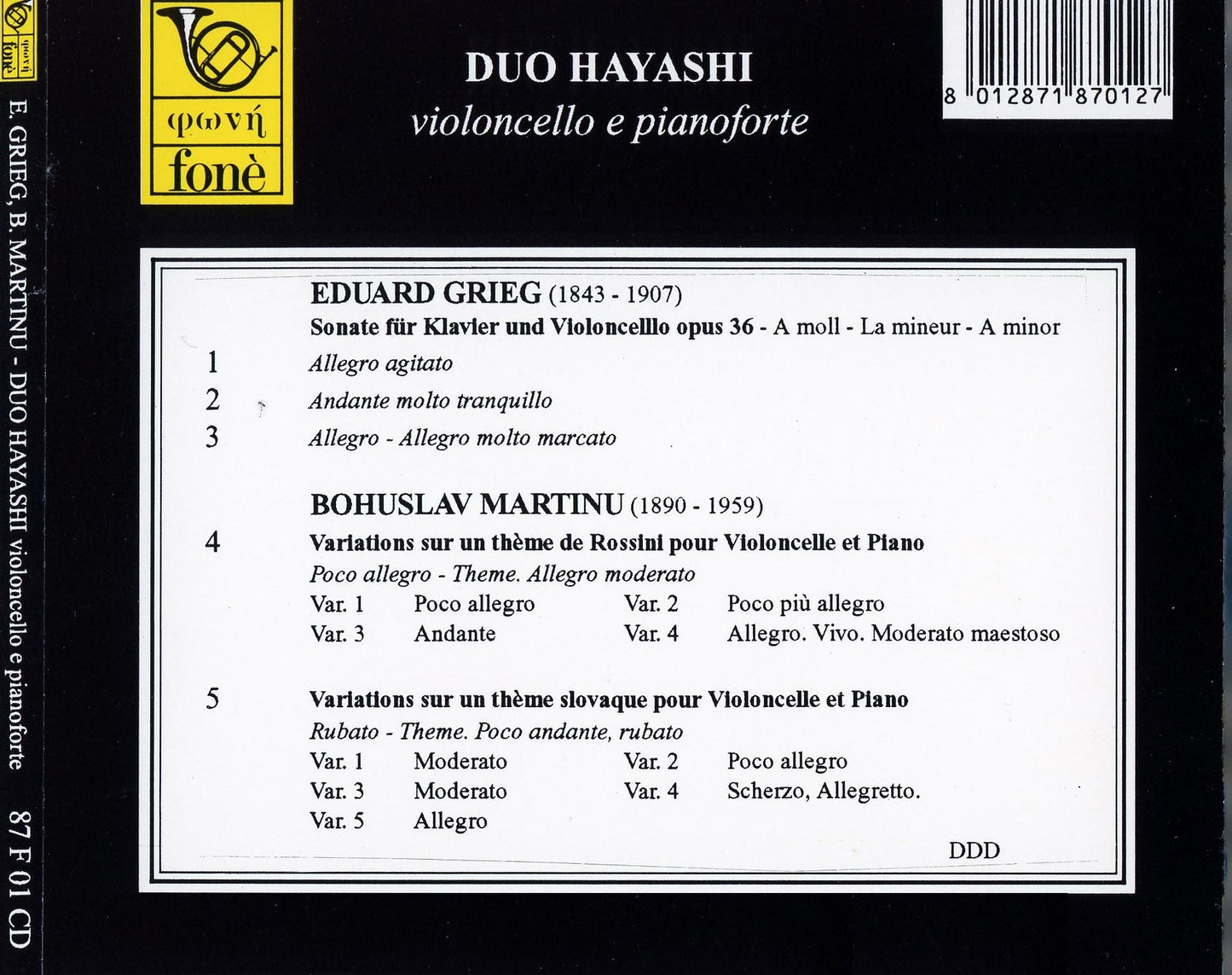 EDUARD GRIEG, BOHUSLAV MARTINU | Duo Hayashi