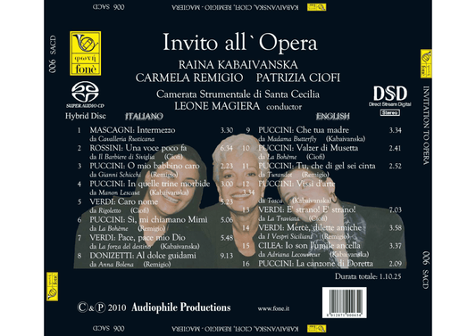 INVITO ALL'OPERA | Kabaivanska, Remigio, Ciofi, Camerata Strumentale di Santa Cecilia, Magiera