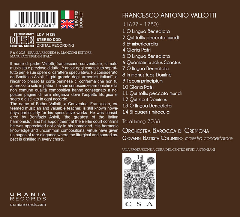 FRANCESCO ANTONIO VALLOTTI: MOTTETTI ANTONIANI