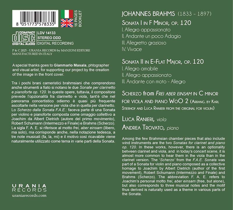 BRAHMS: SONATAS FOR VIOLA & PIANO