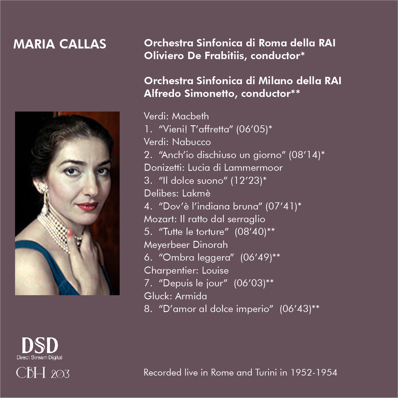 Maria Callas The RAI Concerts - Oliviero De Frabitiis - Alfredo Simonetto Orchestra Sinfonica della RAI