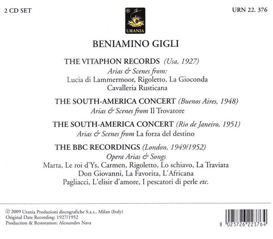 BENIAMINO GIGLI: 1927-1952 RECORDINGS