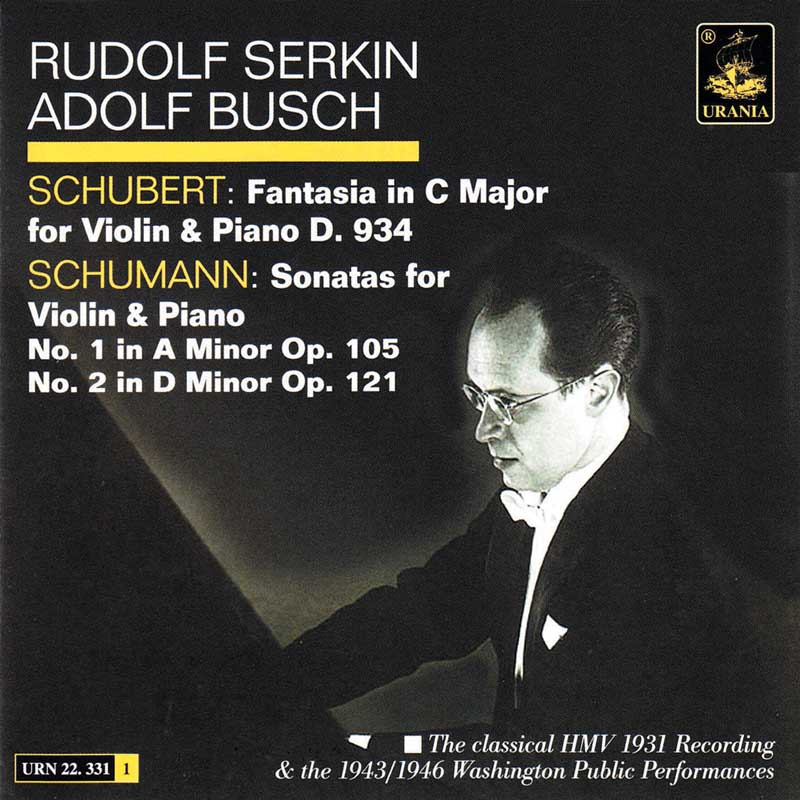 SCHUBERT & SCHUMANN: WORKS FOR VIOLIN AND PIANO, SERKIN - BUSH