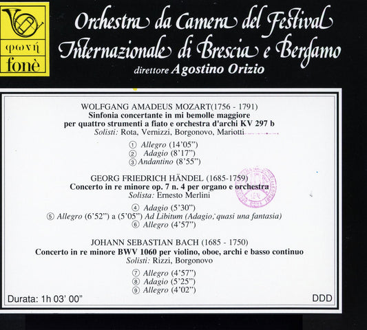 MOZART, HANDEL, BACH | Orchestra da Camera del Festival Internazionale di Brescia e Bergamo, Orizio