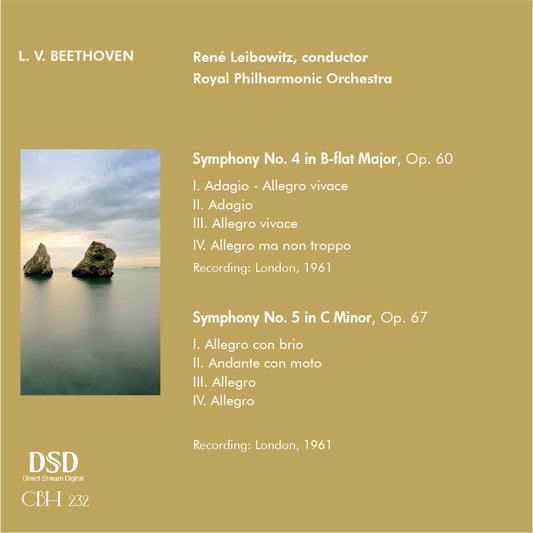 Beethoven Sinfonie n. 4 e n. 5 — René Leibowitz, Royal Philharmonic Orchestra — Inlay Capsa Symphōnĭa CS232
