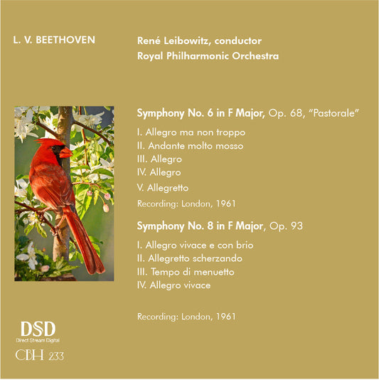 Beethoven Sinfonie n. 6 Pastorale e n. 8 — René Leibowitz, Royal Philharmonic Orchestra — Inlay Capsa Symphōnĭa CS233