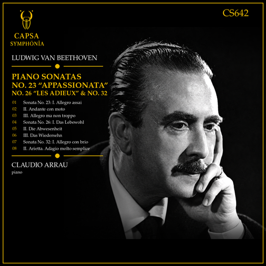 Inlay e tracklist CS642 — Beethoven, Sonate “Appassionata”, “Les Adieux” e Op. 111 — Claudio Arrau