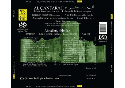 ABBALLATI,ABBALLATI! CANTI E SUONI DELLA SICILIA MEDIEVALE | Al Qantarah, Accurso, Bolelli, Joorabchi, Staiti, Sansone, Taher, Tricomi
