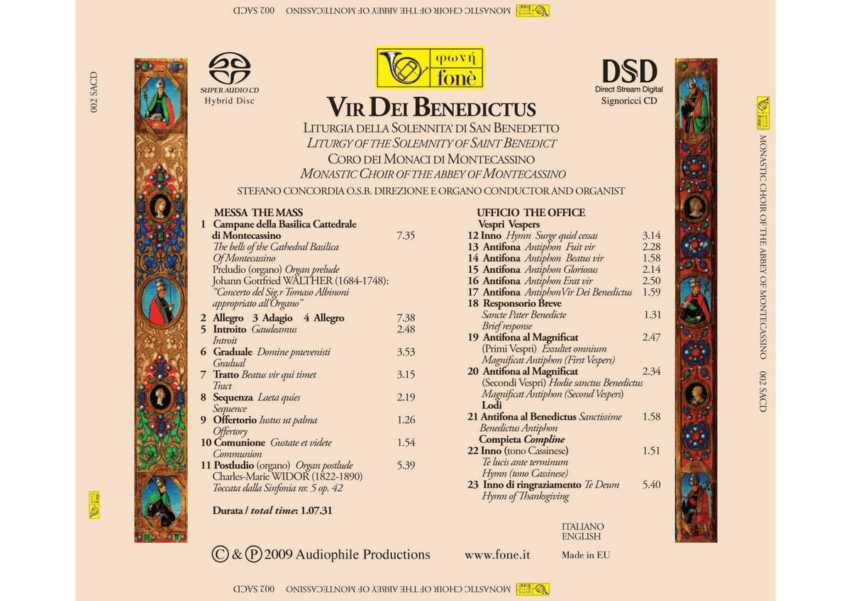 VIR DEI BENEDICTUS | Coro dei monaci di Montecassino, Concordia