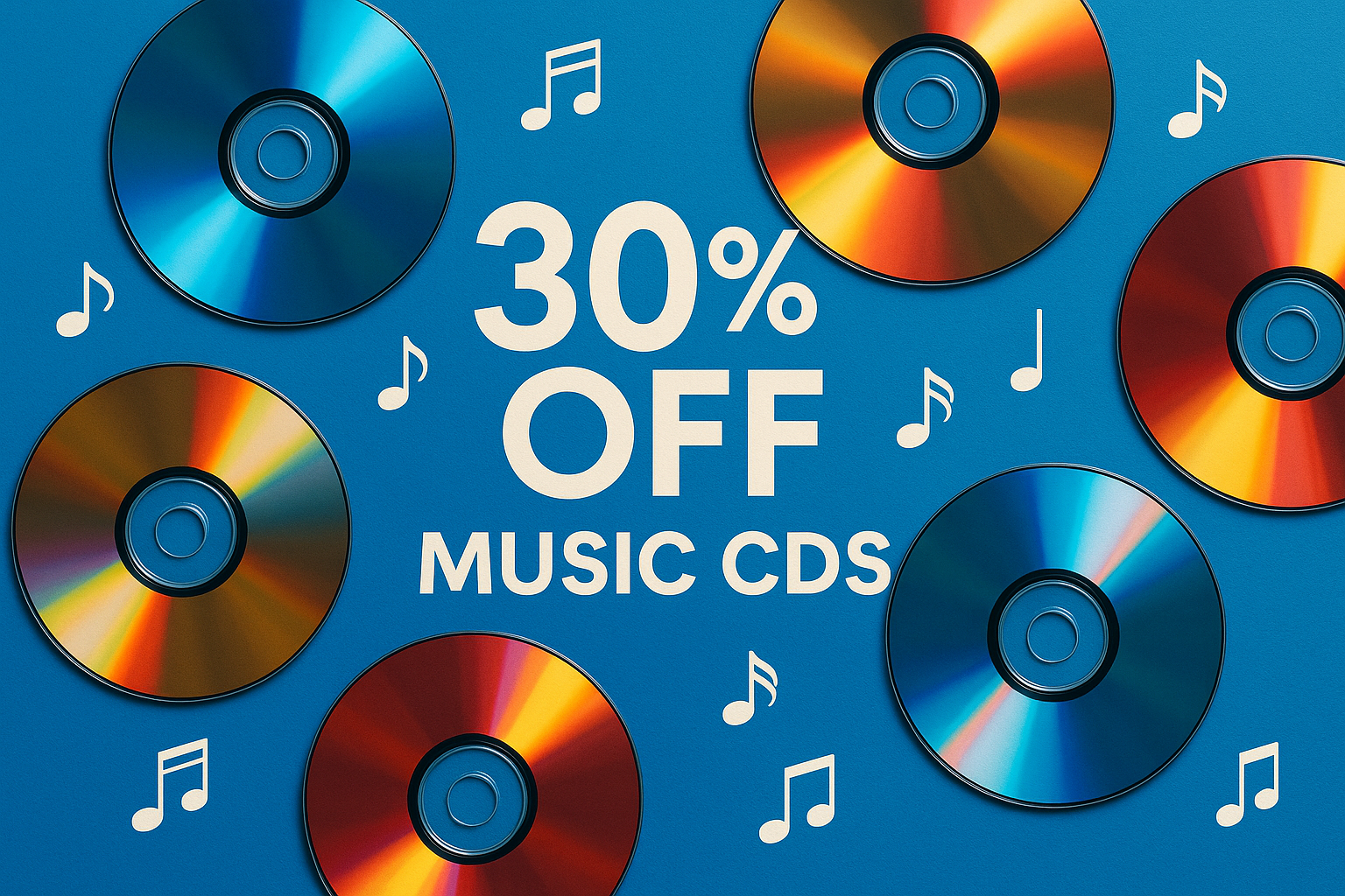 immagine con sconto 30% e immagine CD musicali