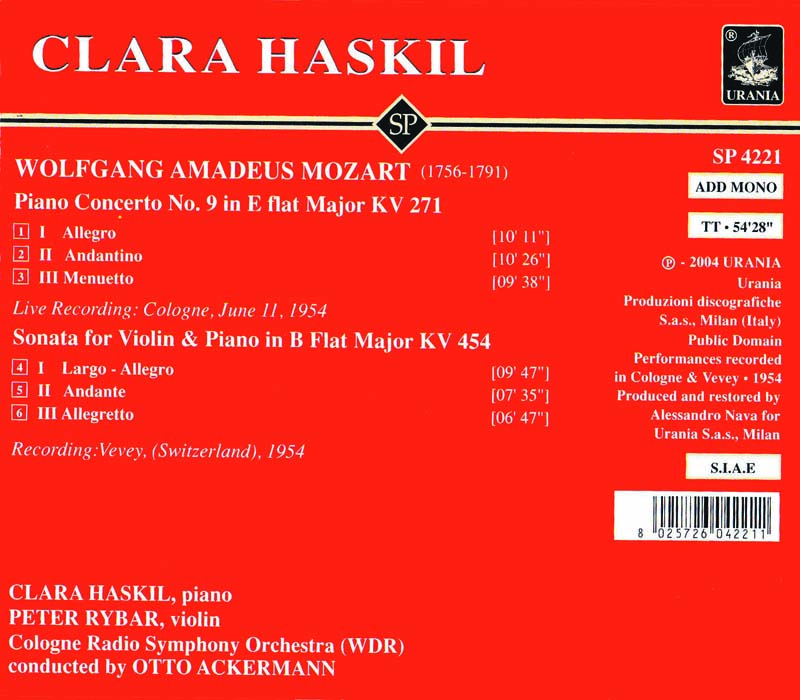 HASKIL PLAYS MOZART