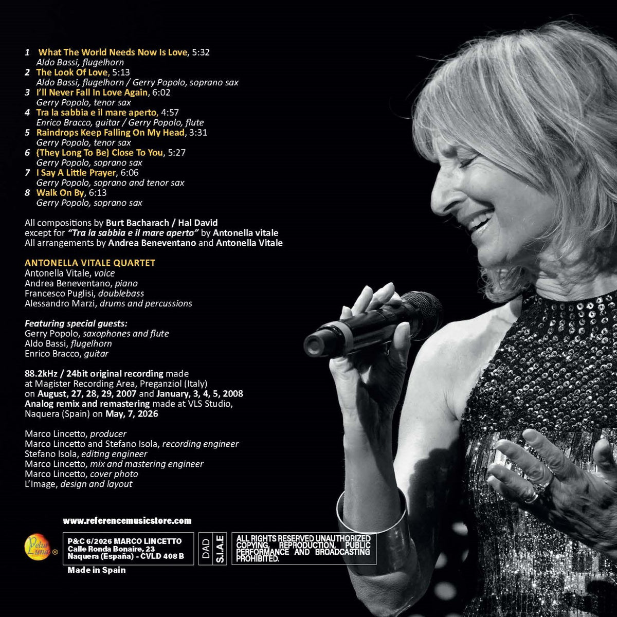 The Songs of Burt Bacharach – Antonella Vitale Quartet and Friends – immagine Masterclone Black CD